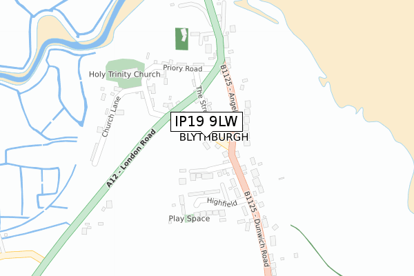 IP19 9LW map - large scale - OS Open Zoomstack (Ordnance Survey)