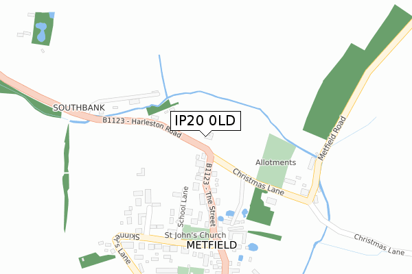 IP20 0LD map - large scale - OS Open Zoomstack (Ordnance Survey)