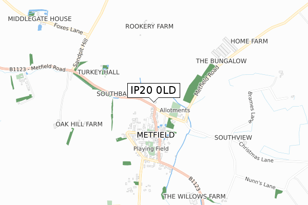 IP20 0LD map - small scale - OS Open Zoomstack (Ordnance Survey)