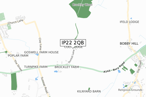 IP22 2QB map - small scale - OS Open Zoomstack (Ordnance Survey)