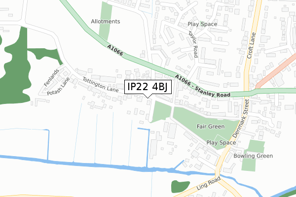IP22 4BJ map - large scale - OS Open Zoomstack (Ordnance Survey)