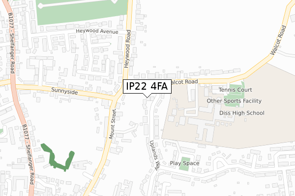 IP22 4FA map - large scale - OS Open Zoomstack (Ordnance Survey)