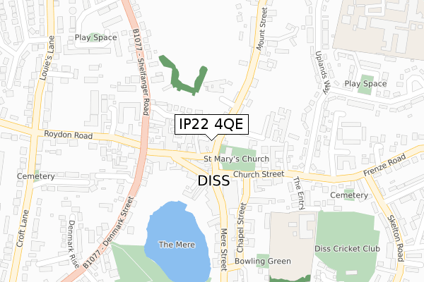 IP22 4QE map - large scale - OS Open Zoomstack (Ordnance Survey)