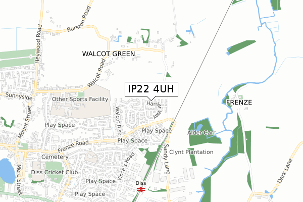 IP22 4UH map - small scale - OS Open Zoomstack (Ordnance Survey)