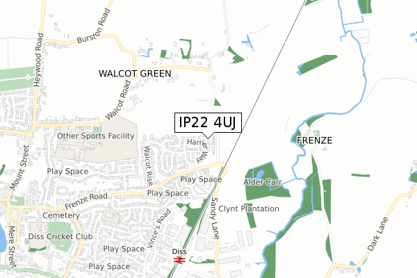 IP22 4UJ map - small scale - OS Open Zoomstack (Ordnance Survey)