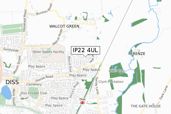 IP22 4UL map - small scale - OS Open Zoomstack (Ordnance Survey)