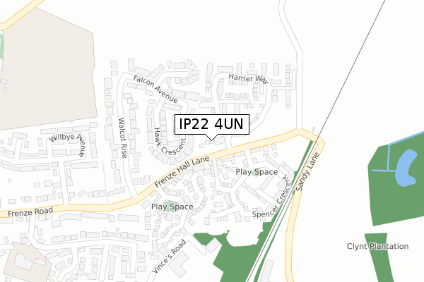 IP22 4UN map - large scale - OS Open Zoomstack (Ordnance Survey)