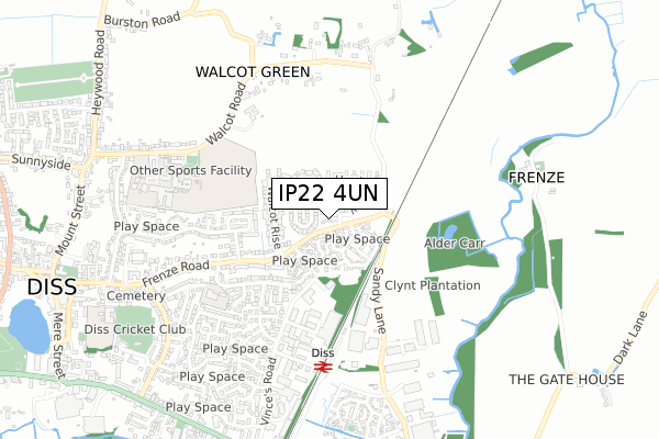 IP22 4UN map - small scale - OS Open Zoomstack (Ordnance Survey)