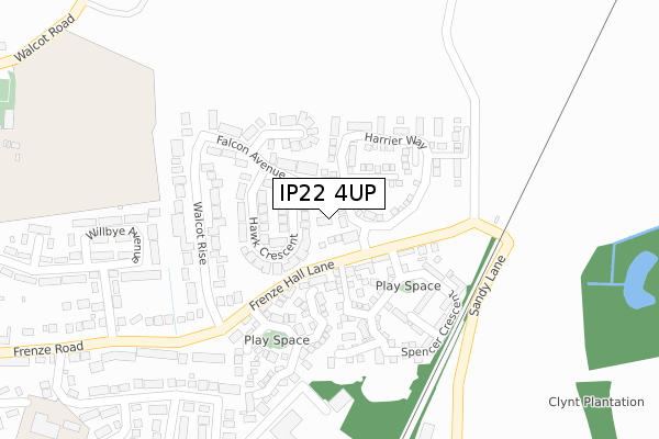 IP22 4UP map - large scale - OS Open Zoomstack (Ordnance Survey)