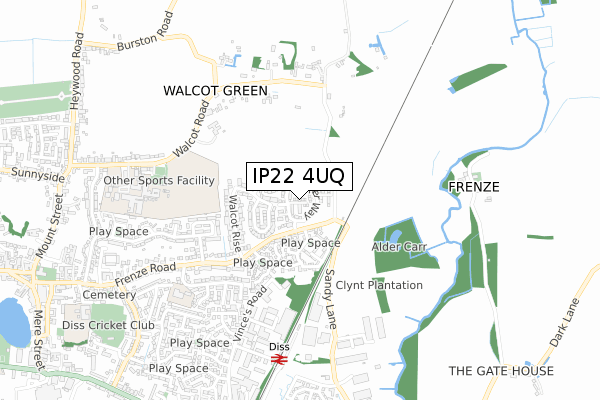 IP22 4UQ map - small scale - OS Open Zoomstack (Ordnance Survey)