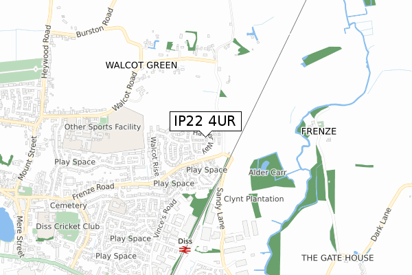 IP22 4UR map - small scale - OS Open Zoomstack (Ordnance Survey)