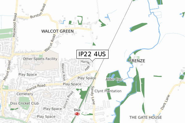 IP22 4US map - small scale - OS Open Zoomstack (Ordnance Survey)