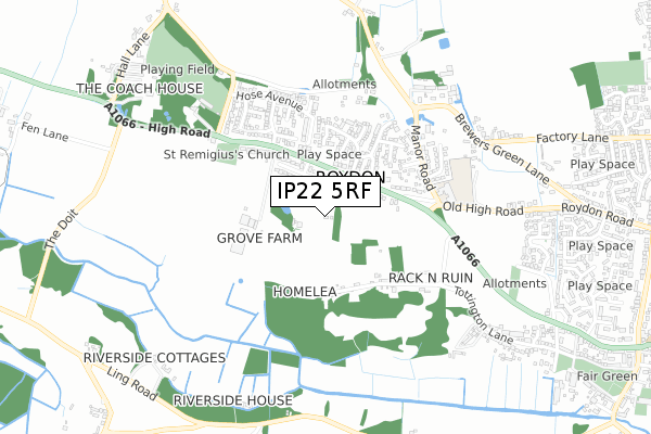 IP22 5RF map - small scale - OS Open Zoomstack (Ordnance Survey) IP22 5RF map - small scale - OS Open Zoomstack (Ordnance Survey)