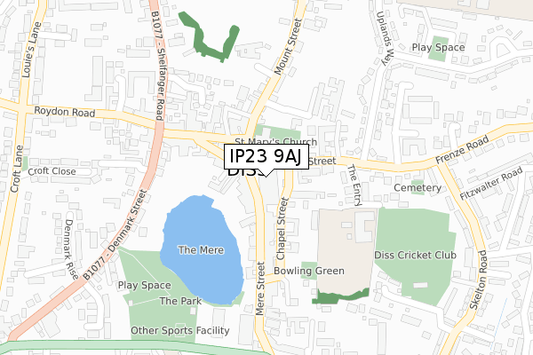 IP23 9AJ map - large scale - OS Open Zoomstack (Ordnance Survey) IP23 9AJ map - large scale - OS Open Zoomstack (Ordnance Survey)