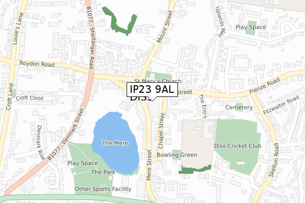 IP23 9AL map - large scale - OS Open Zoomstack (Ordnance Survey)