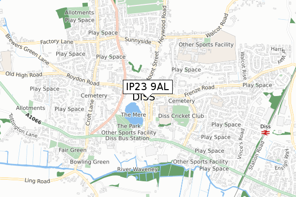 IP23 9AL map - small scale - OS Open Zoomstack (Ordnance Survey)