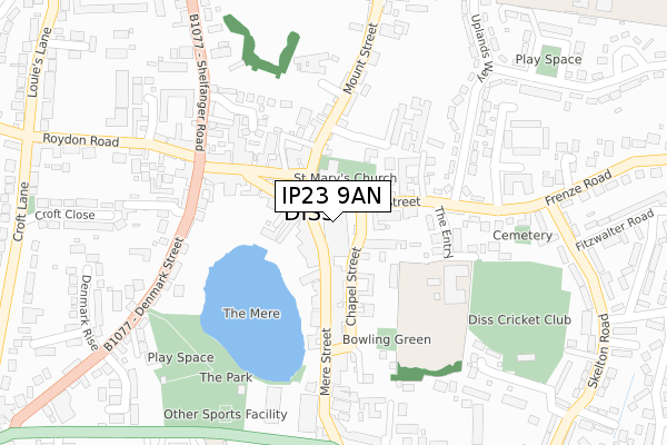 IP23 9AN map - large scale - OS Open Zoomstack (Ordnance Survey) IP23 9AN map - large scale - OS Open Zoomstack (Ordnance Survey)