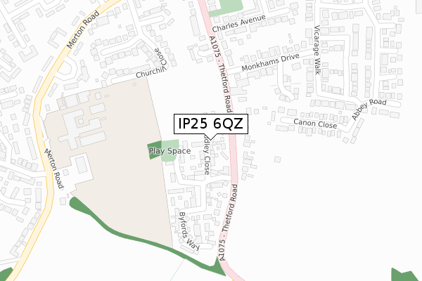 IP25 6QZ map - large scale - OS Open Zoomstack (Ordnance Survey)