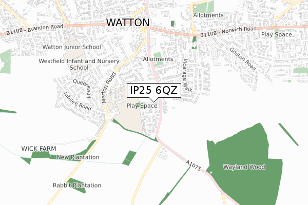 IP25 6QZ map - small scale - OS Open Zoomstack (Ordnance Survey)