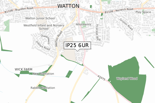 IP25 6UR map - small scale - OS Open Zoomstack (Ordnance Survey)