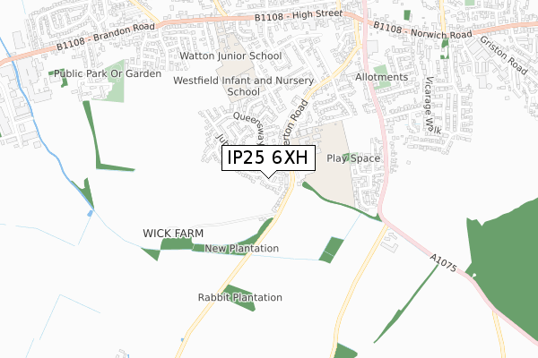 IP25 6XH map - small scale - OS Open Zoomstack (Ordnance Survey)