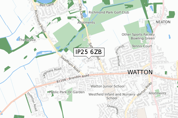IP25 6ZB map - small scale - OS Open Zoomstack (Ordnance Survey)