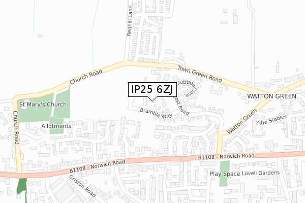 IP25 6ZJ map - large scale - OS Open Zoomstack (Ordnance Survey) IP25 6ZJ map - large scale - OS Open Zoomstack (Ordnance Survey)