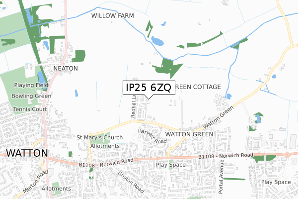 IP25 6ZQ map - small scale - OS Open Zoomstack (Ordnance Survey)