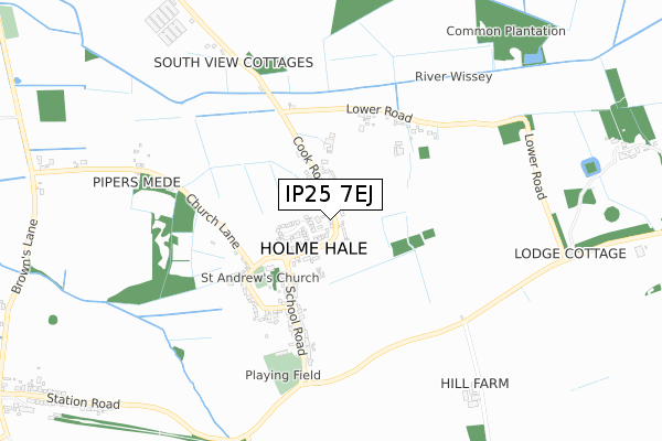IP25 7EJ map - small scale - OS Open Zoomstack (Ordnance Survey)