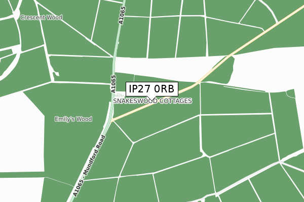 IP27 0RB map - small scale - OS Open Zoomstack (Ordnance Survey)