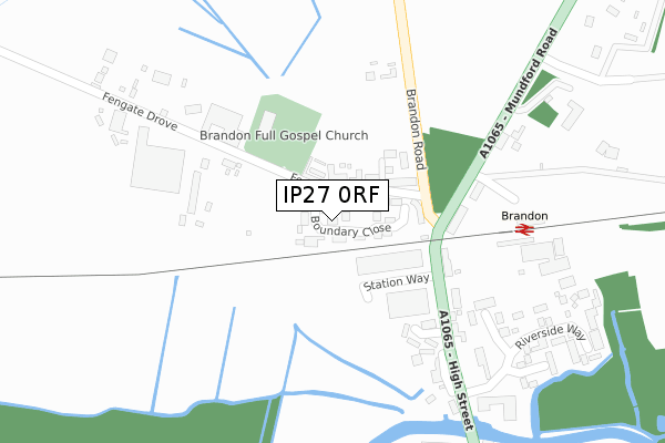 IP27 0RF map - large scale - OS Open Zoomstack (Ordnance Survey)