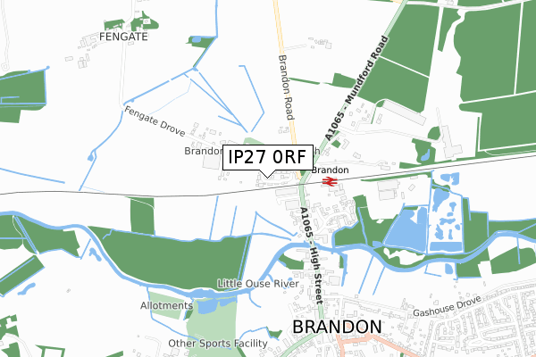 IP27 0RF map - small scale - OS Open Zoomstack (Ordnance Survey)