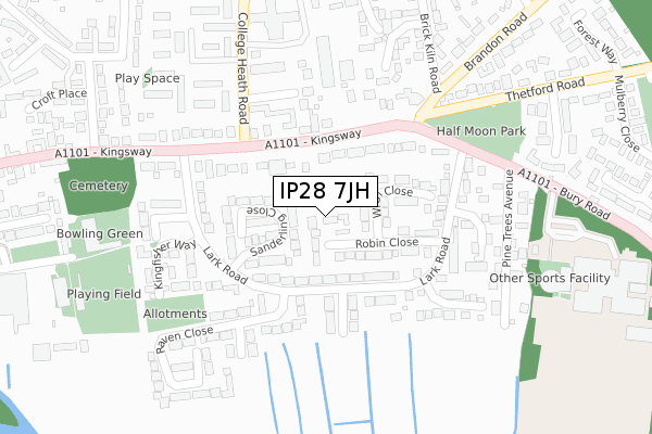IP28 7JH map - large scale - OS Open Zoomstack (Ordnance Survey)