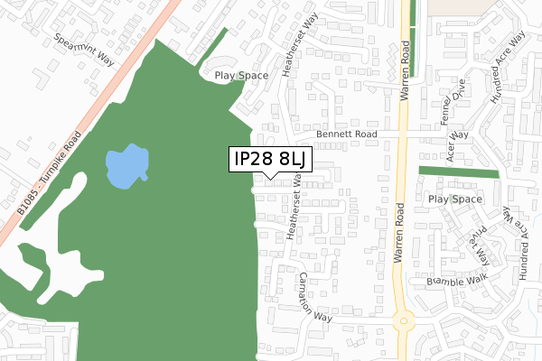 IP28 8LJ map - large scale - OS Open Zoomstack (Ordnance Survey)