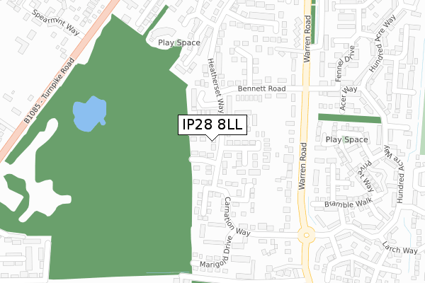 IP28 8LL map - large scale - OS Open Zoomstack (Ordnance Survey)