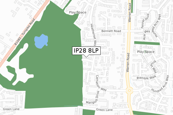 IP28 8LP map - large scale - OS Open Zoomstack (Ordnance Survey)