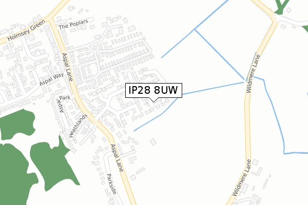 IP28 8UW map - large scale - OS Open Zoomstack (Ordnance Survey)