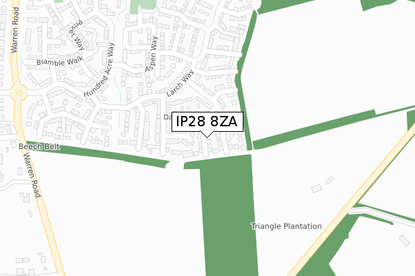 IP28 8ZA map - large scale - OS Open Zoomstack (Ordnance Survey)