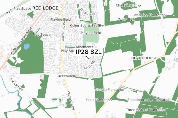 IP28 8ZL map - small scale - OS Open Zoomstack (Ordnance Survey) IP28 8ZL map - small scale - OS Open Zoomstack (Ordnance Survey)