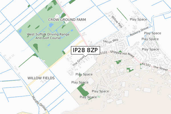 IP28 8ZP map - small scale - OS Open Zoomstack (Ordnance Survey)