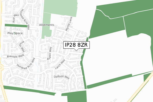 IP28 8ZR map - large scale - OS Open Zoomstack (Ordnance Survey)