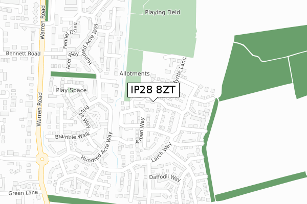 IP28 8ZT map - large scale - OS Open Zoomstack (Ordnance Survey)