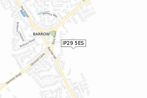 IP29 5ES map - large scale - OS Open Zoomstack (Ordnance Survey)