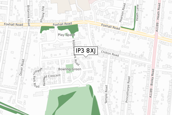 IP3 8XJ map - large scale - OS Open Zoomstack (Ordnance Survey)