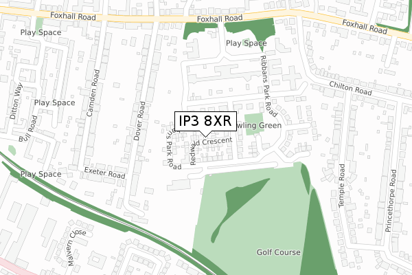 IP3 8XR map - large scale - OS Open Zoomstack (Ordnance Survey)