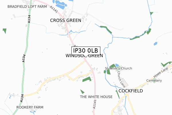 IP30 0LB map - small scale - OS Open Zoomstack (Ordnance Survey)