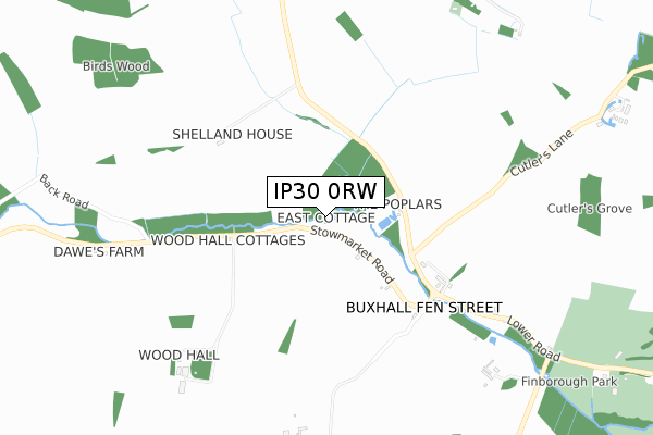 IP30 0RW map - small scale - OS Open Zoomstack (Ordnance Survey)
