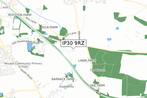 IP30 9RZ map - small scale - OS Open Zoomstack (Ordnance Survey) IP30 9RZ map - small scale - OS Open Zoomstack (Ordnance Survey)