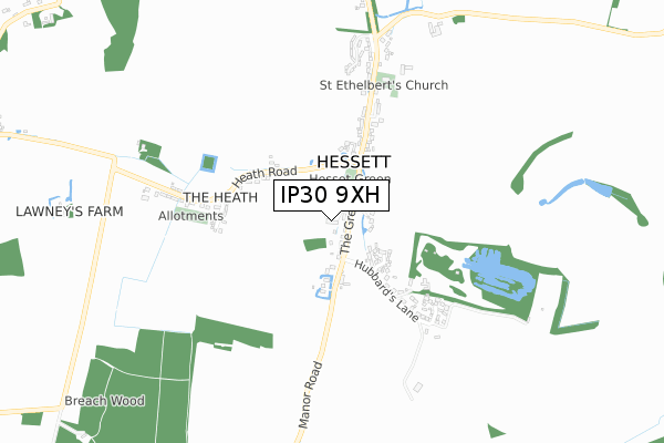 IP30 9XH map - small scale - OS Open Zoomstack (Ordnance Survey)