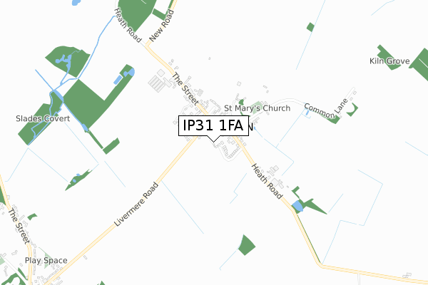 IP31 1FA map - small scale - OS Open Zoomstack (Ordnance Survey)